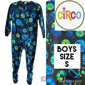 Circo Boys Pajamas Fleece Long Sleeve Footed PJs Sports Themed Black Blue Green